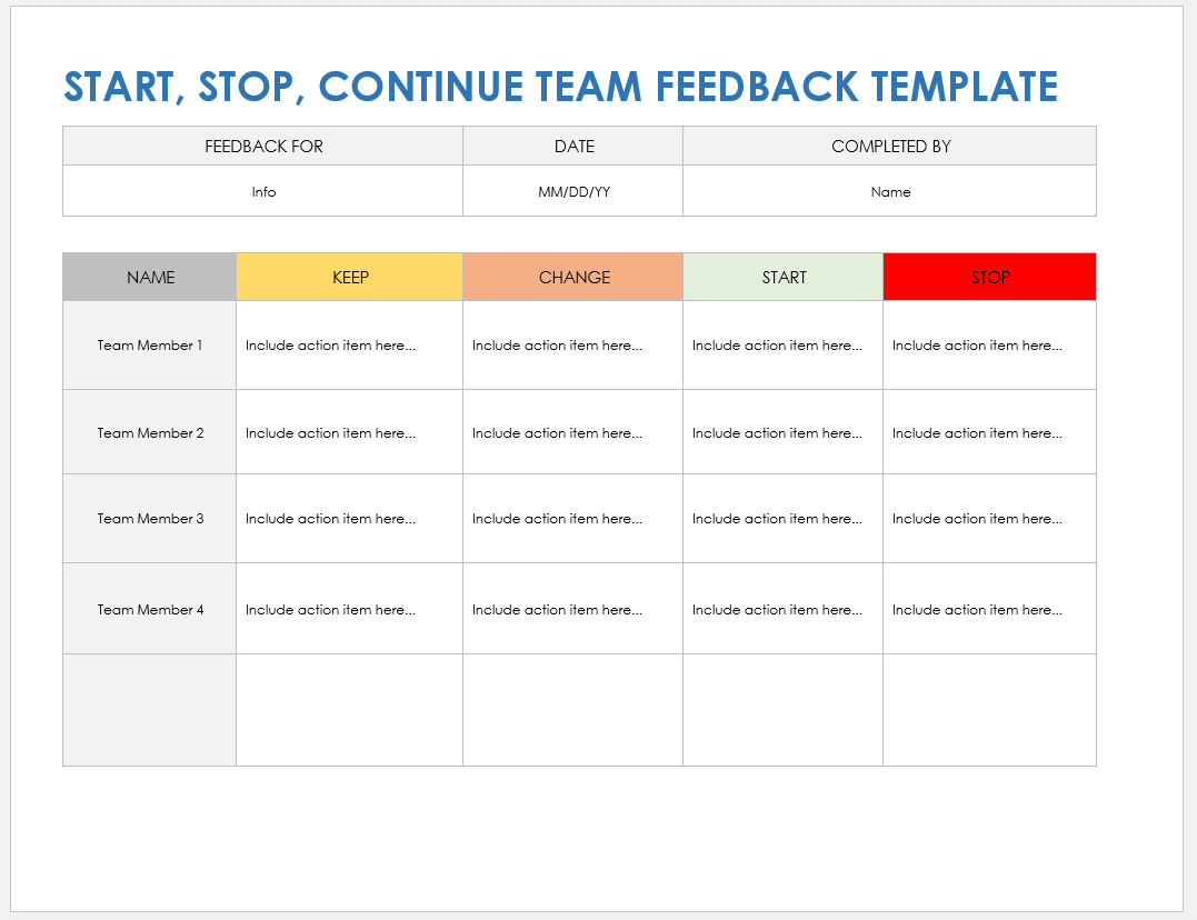 Free Start Stop Continue Templates Smartsheet Free Start Stop Continue Templates Smartsheet