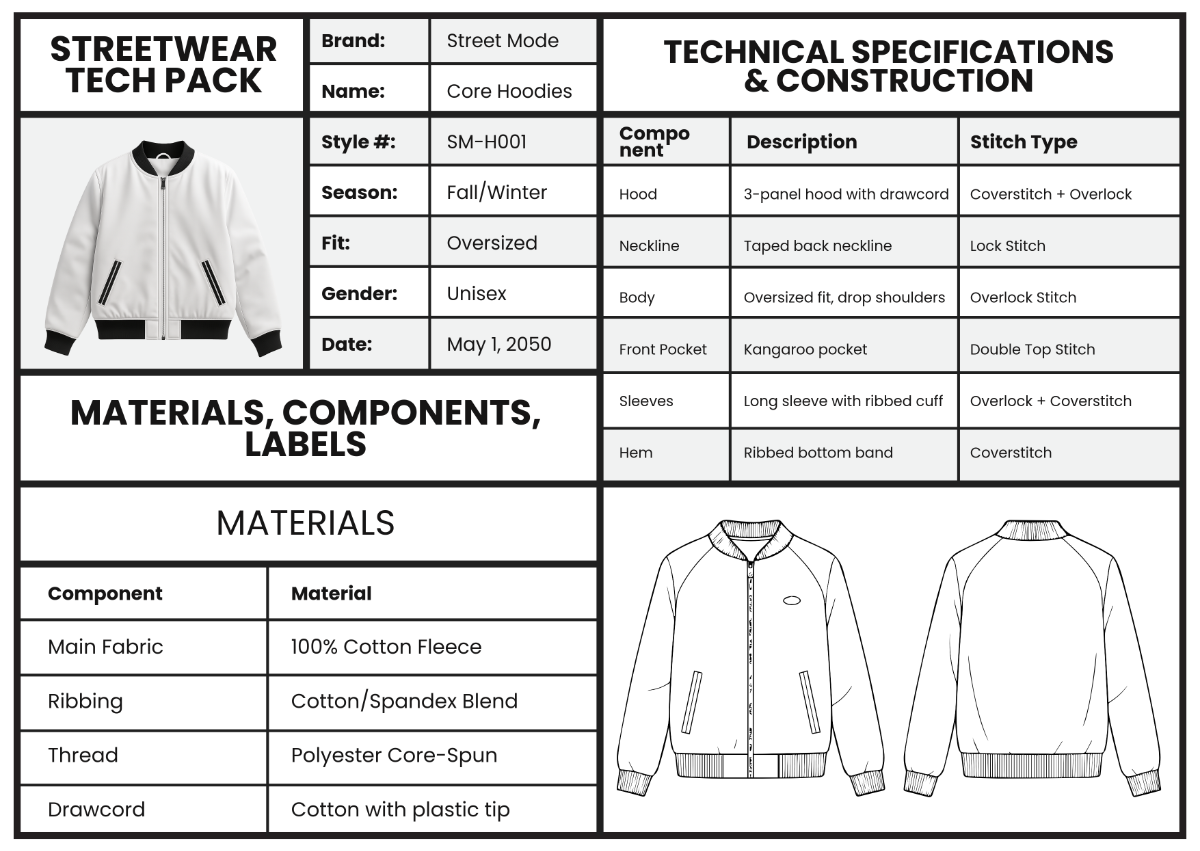 tech pack template tech pack template