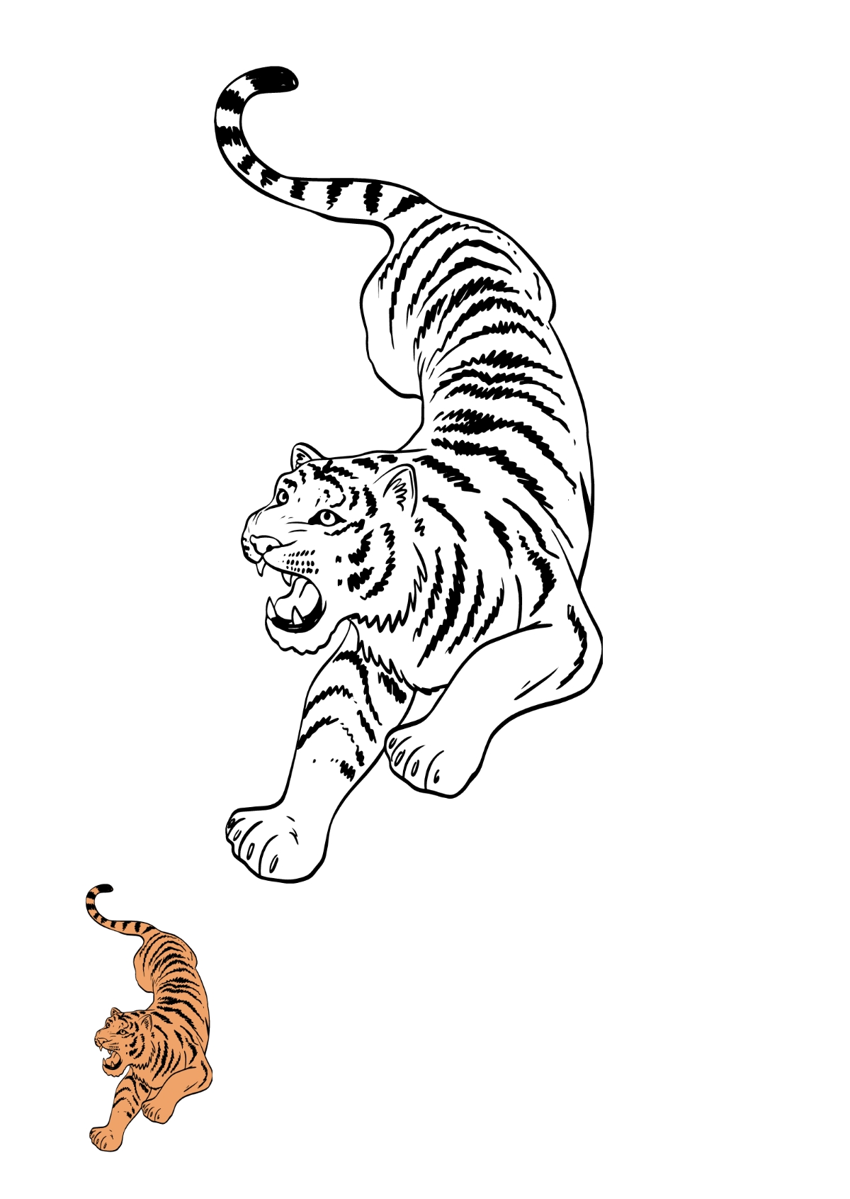 Free Transparent Tiger Coloring Page Template To Edit Online