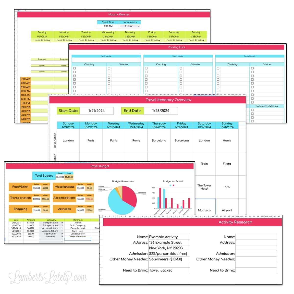 Free Travel Itinerary Template For Google Sheets LL Home