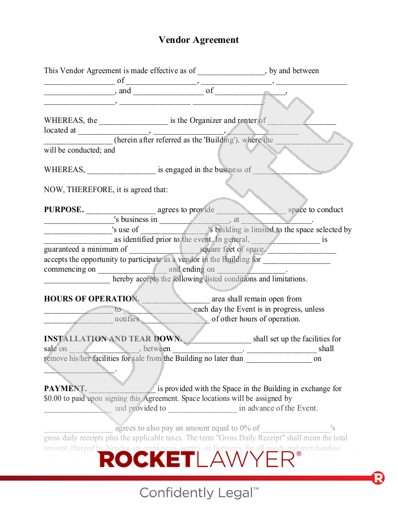 Free Vendor Agreement Make Sign Download Rocket Lawyer Free Vendor Agreement Make Sign Download Rocket Lawyer