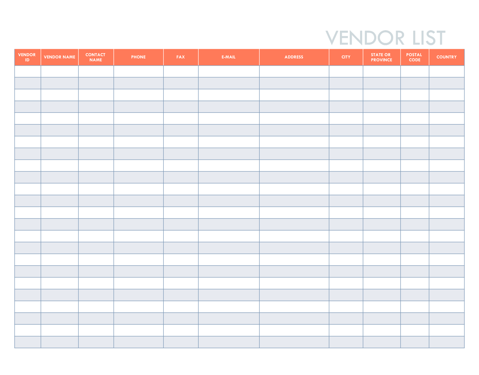 Free Vendor List Excel Google Sheets HubSpot