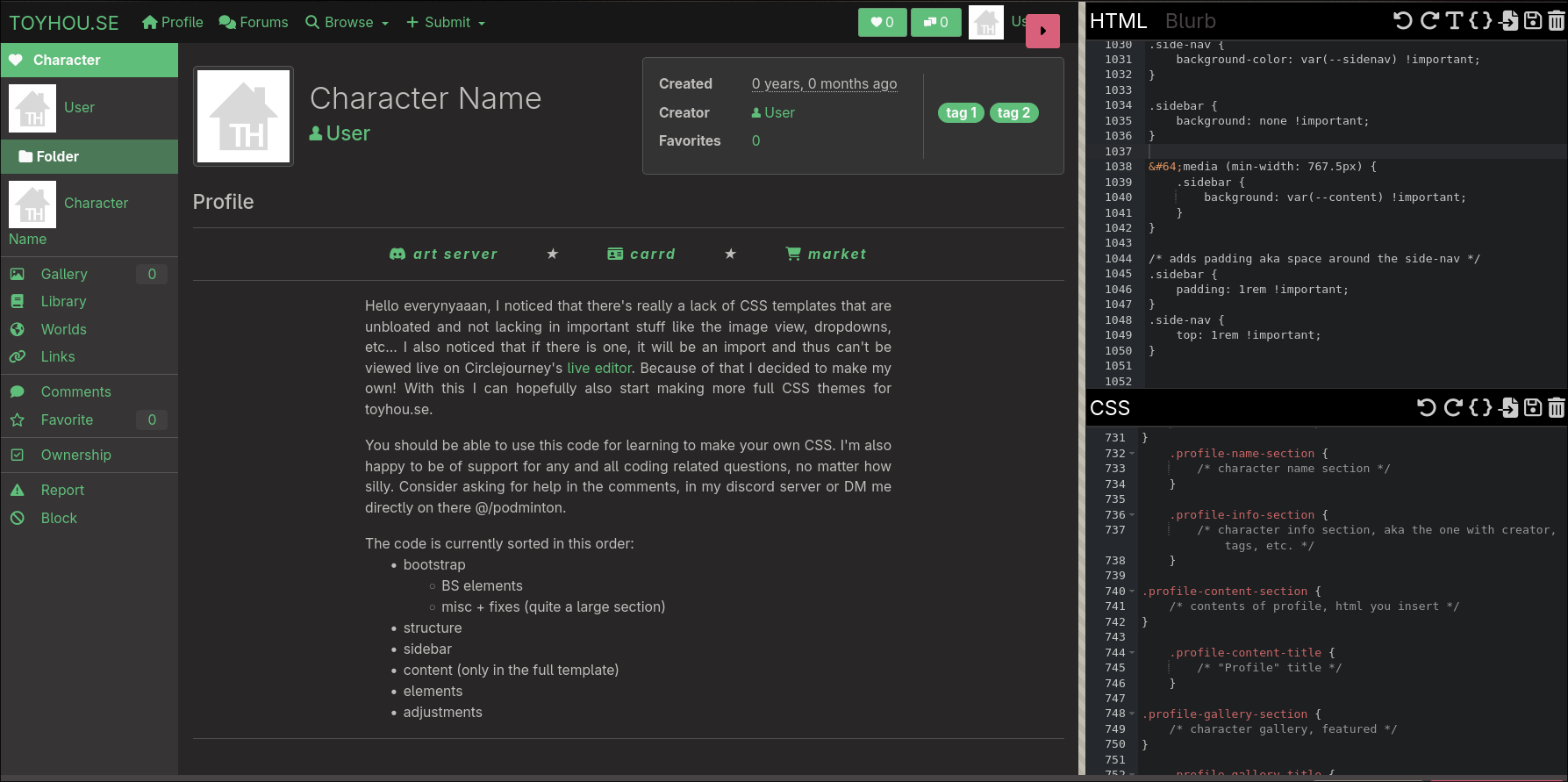Full CSS Template f2u On Toyhouse