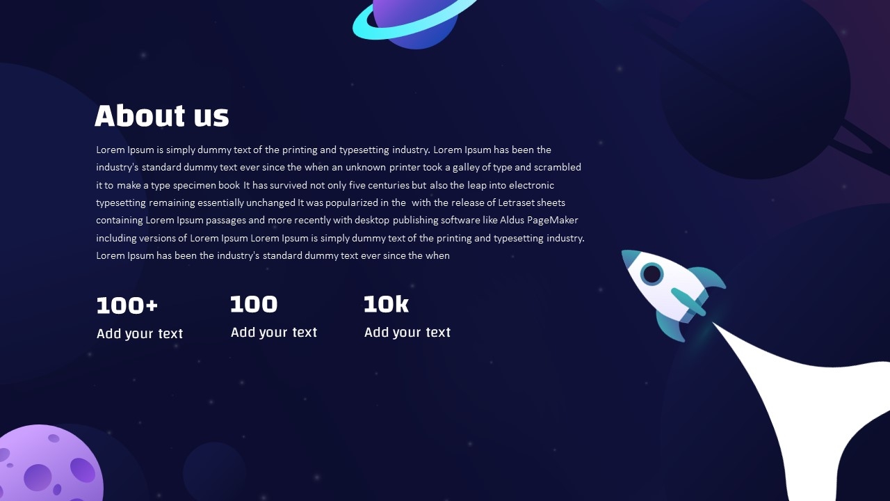Galaxy Themed About Us PowerPoint Template SlideKit