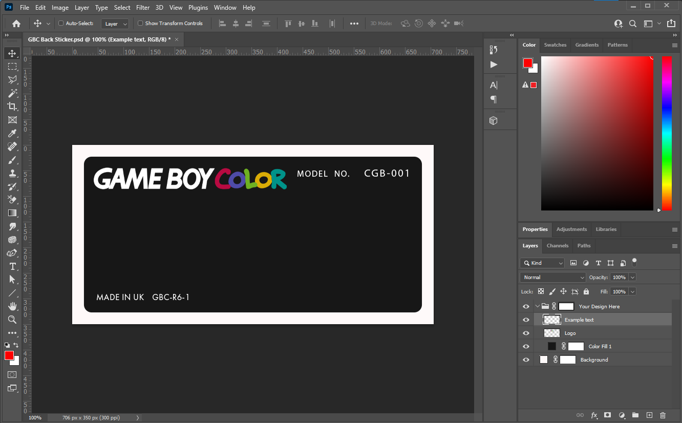 GBC Back Shell Sticker Template RetroSix Wiki