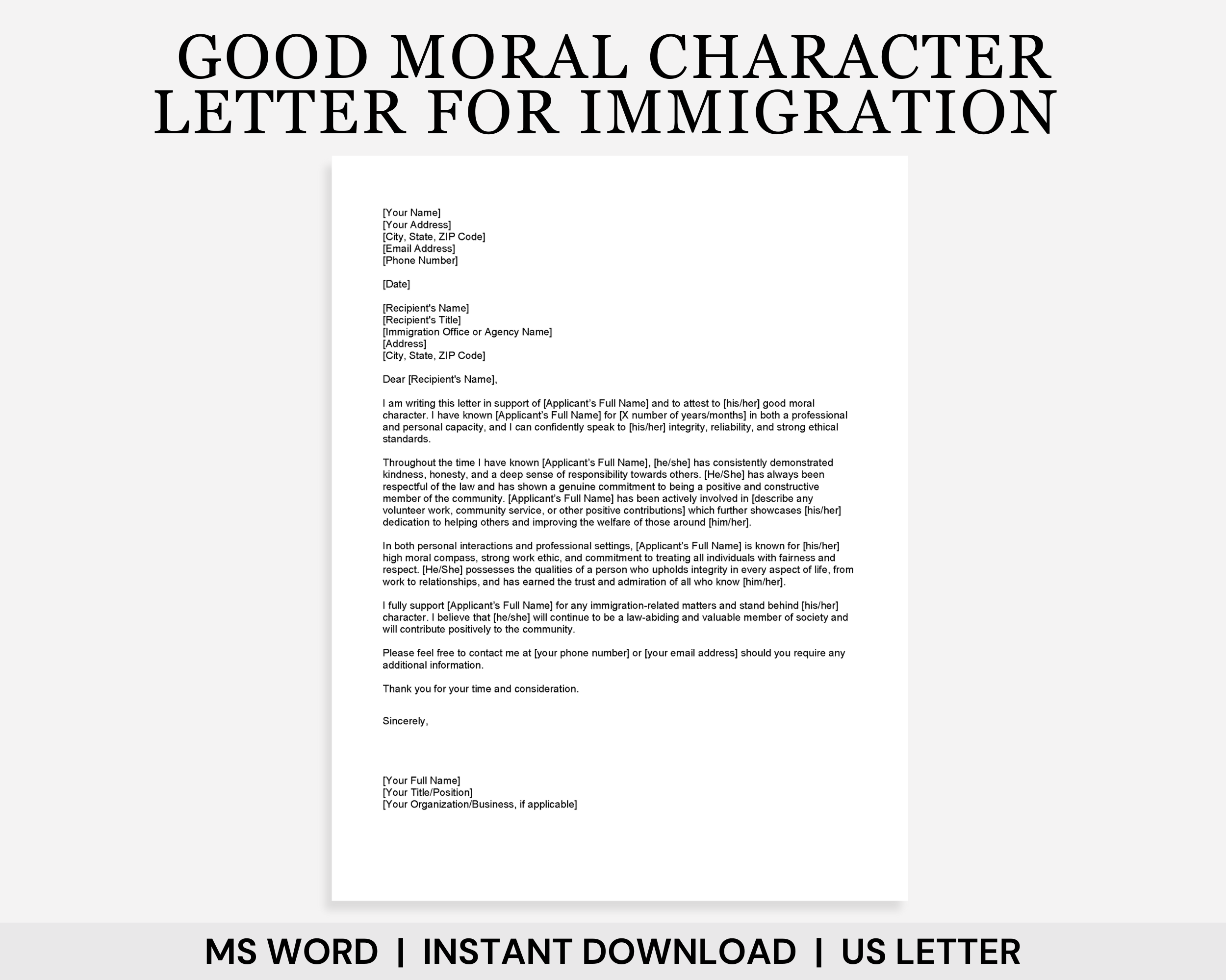 Good Moral Character Letter For Immigration Template Character Reference Letter Immigration Letter Made By Teachers