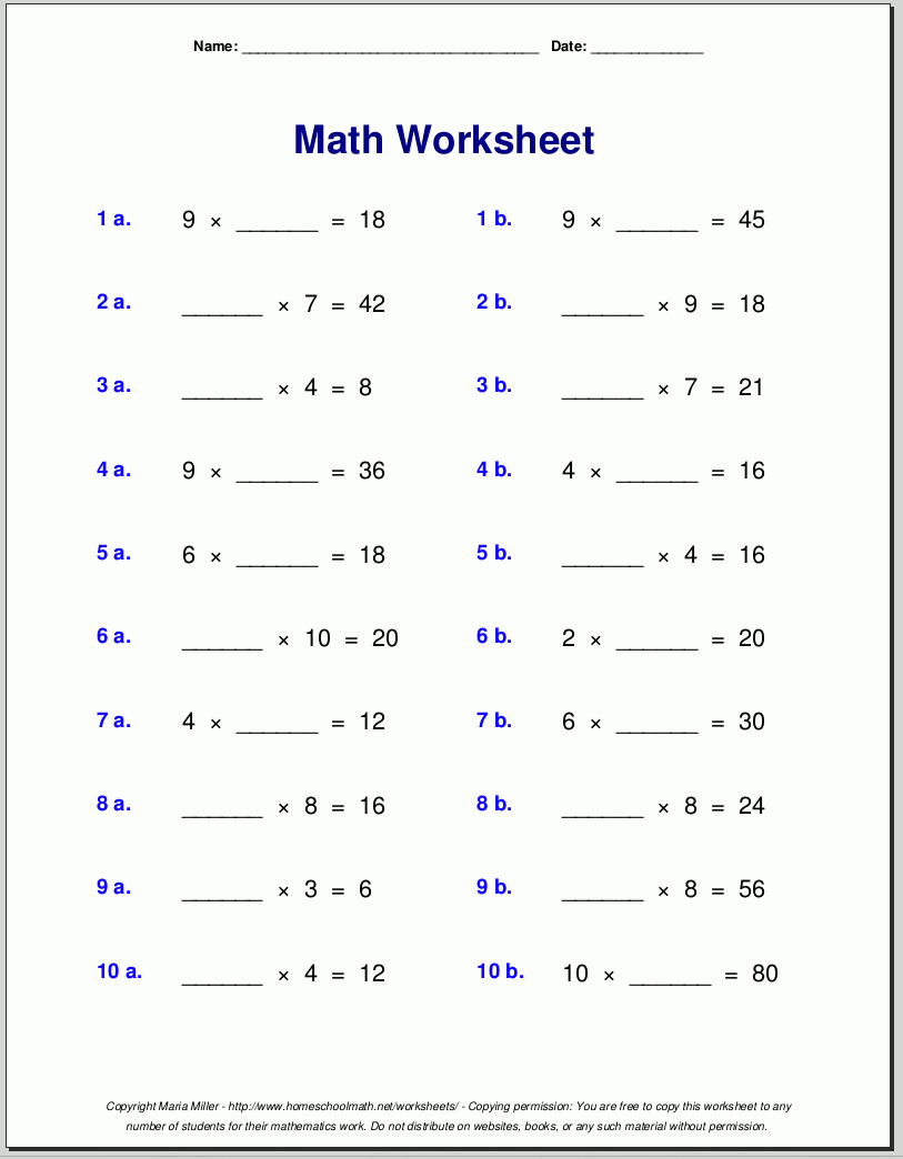4th grade math worksheets free