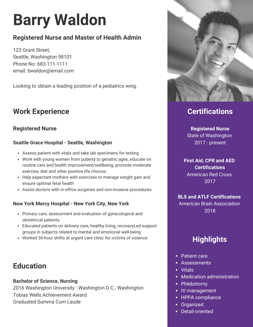 nurse resume template