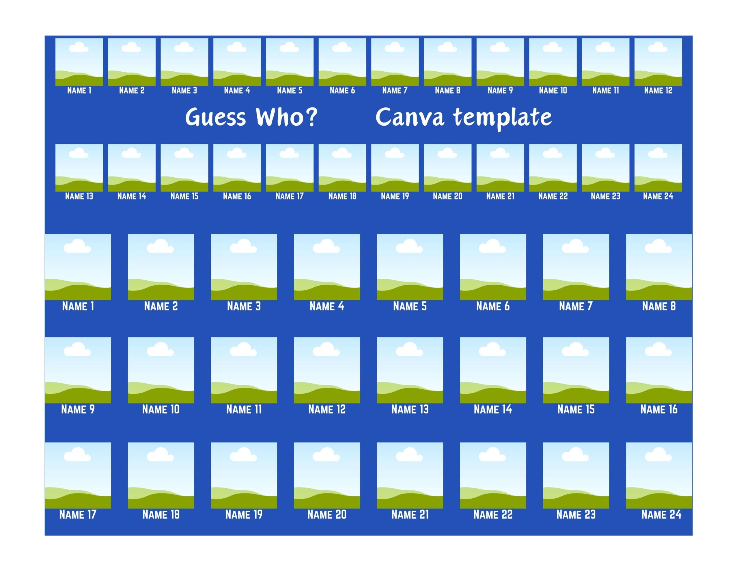 Guess Who Canva Template Make Your Own Custom Printable 2 0 Game Boards Using Canva A Free Online Graphic Design Platform Etsy