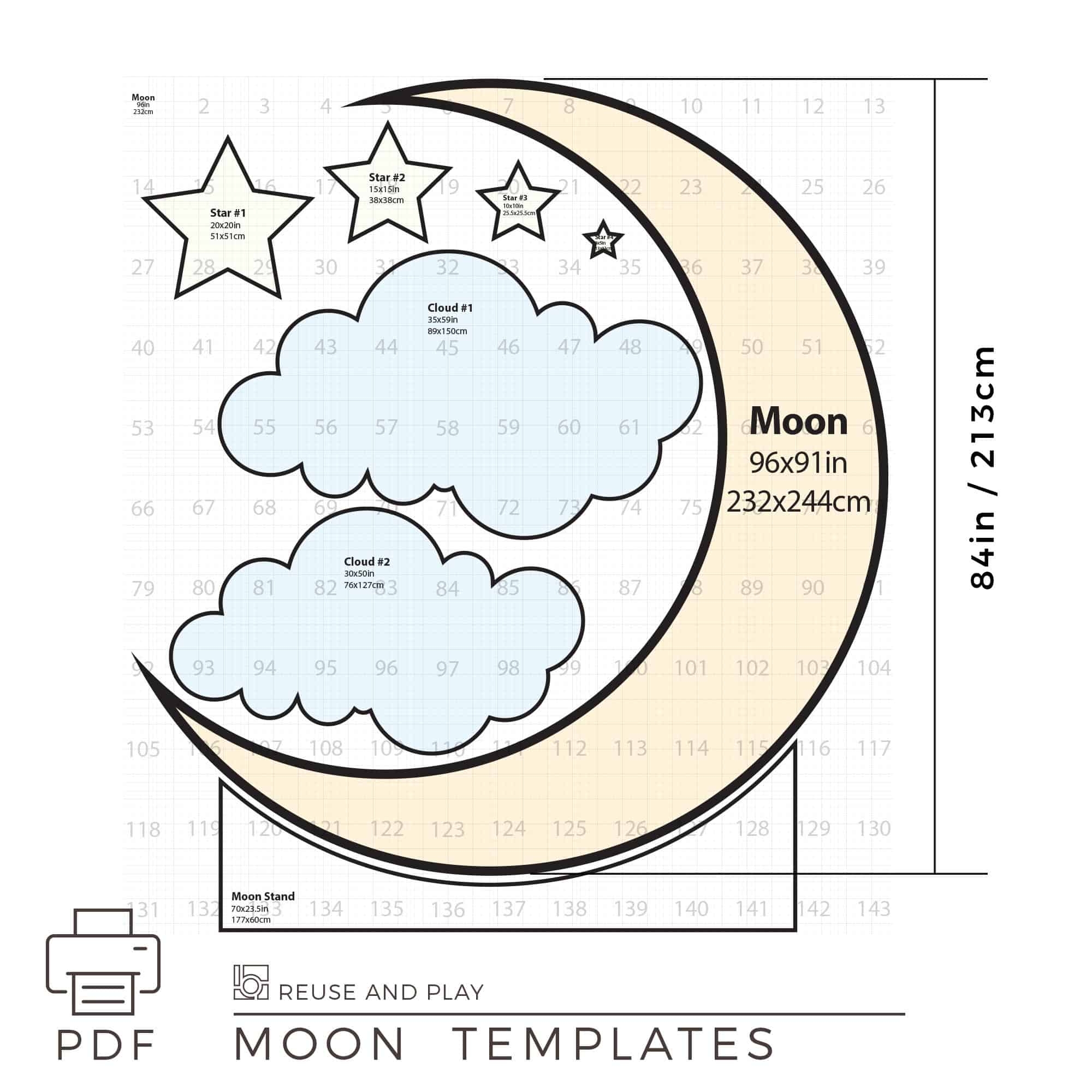 Half Moon And Cloud TEMPLATES Reuse And Play Half Moon And Cloud TEMPLATES Reuse And Play