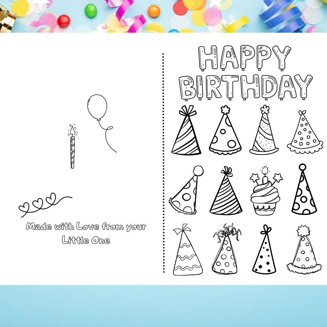 birthday card coloring template birthday card coloring template