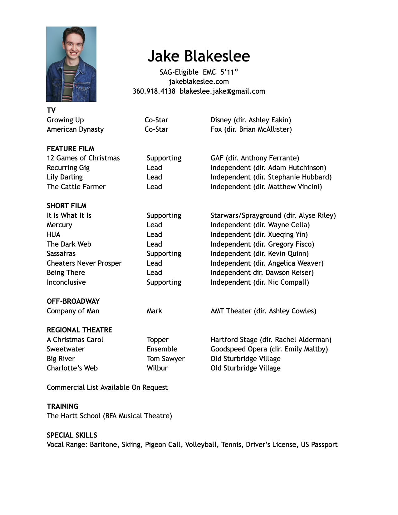 Headshot Resume Jake Blakeslee