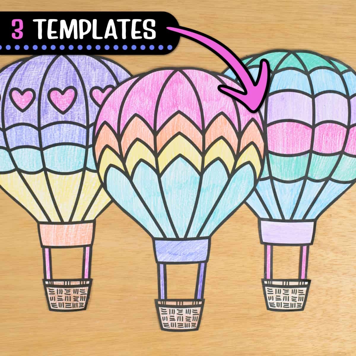 Hot Air Balloon Coloring Craft Summer Writing Activity Template