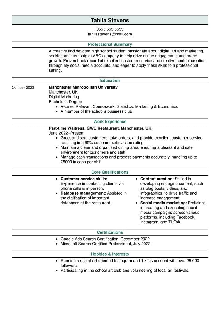 How To Write A Student CV Tips Examples Template How To Write A Student CV Tips Examples Template