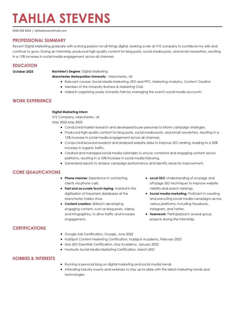 How To Write A Student CV Tips Examples Template
