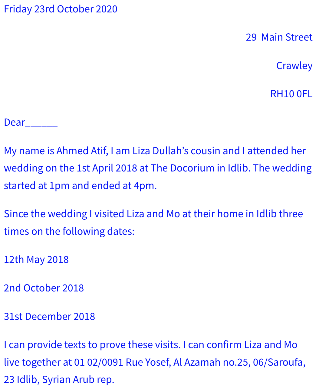 witness statement template