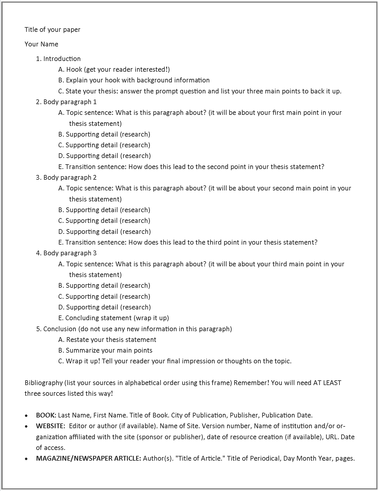 How To Write An Informative Five Paragraph Essay Terrebonne Parish Library System