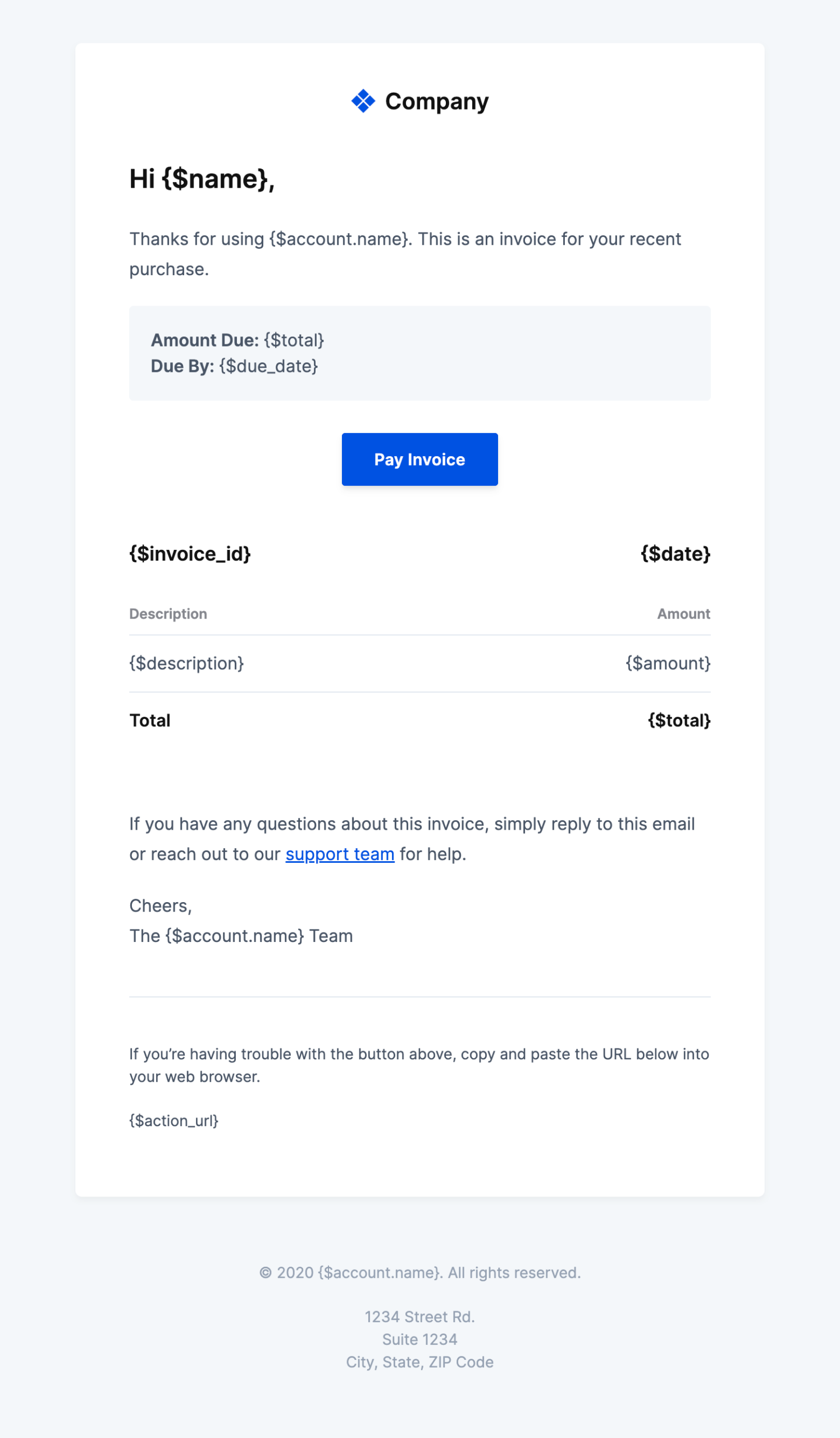 HTML Invoice Email Template MailerSend