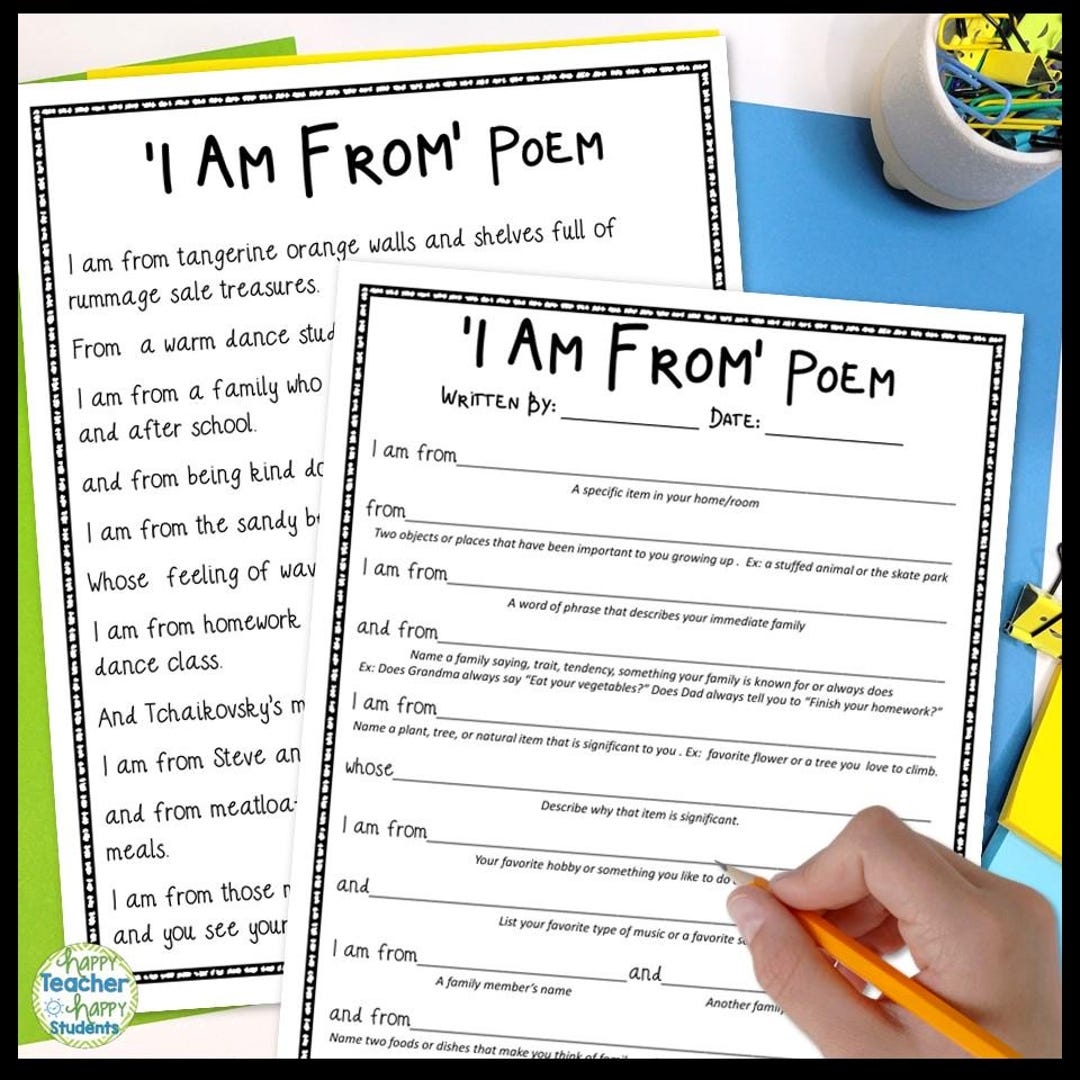 I Am From Poem Template Biography Poetry For Kids PDF Etsy