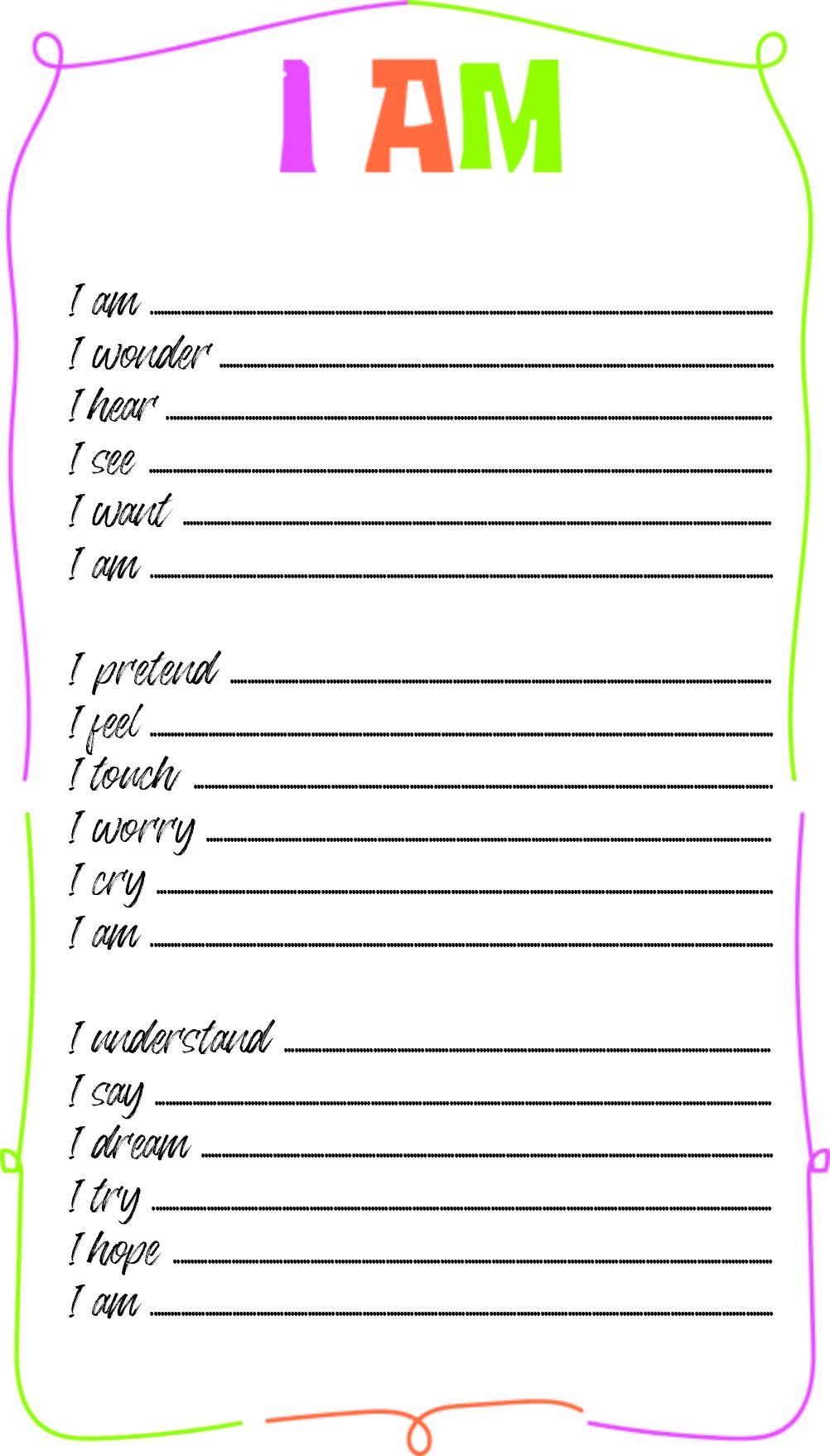 I Am From Poem Template