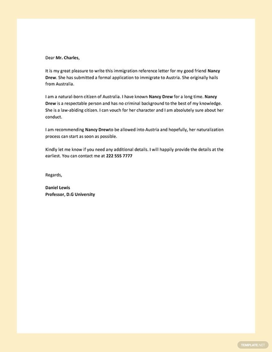 Immigration Reference Letter In Google Docs Word PDF Download Template Immigration Reference Letter In Google Docs Word PDF Download Template