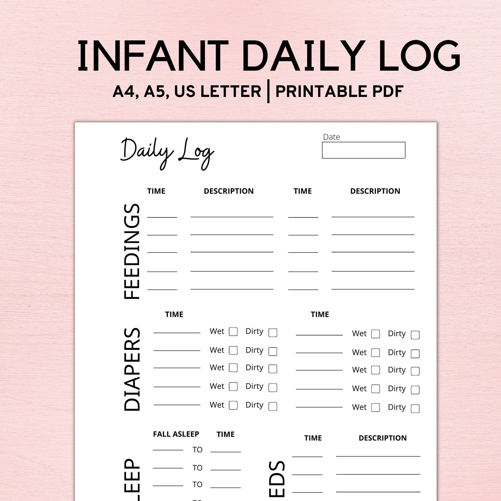 Infant Daily Log Printable Etsy
