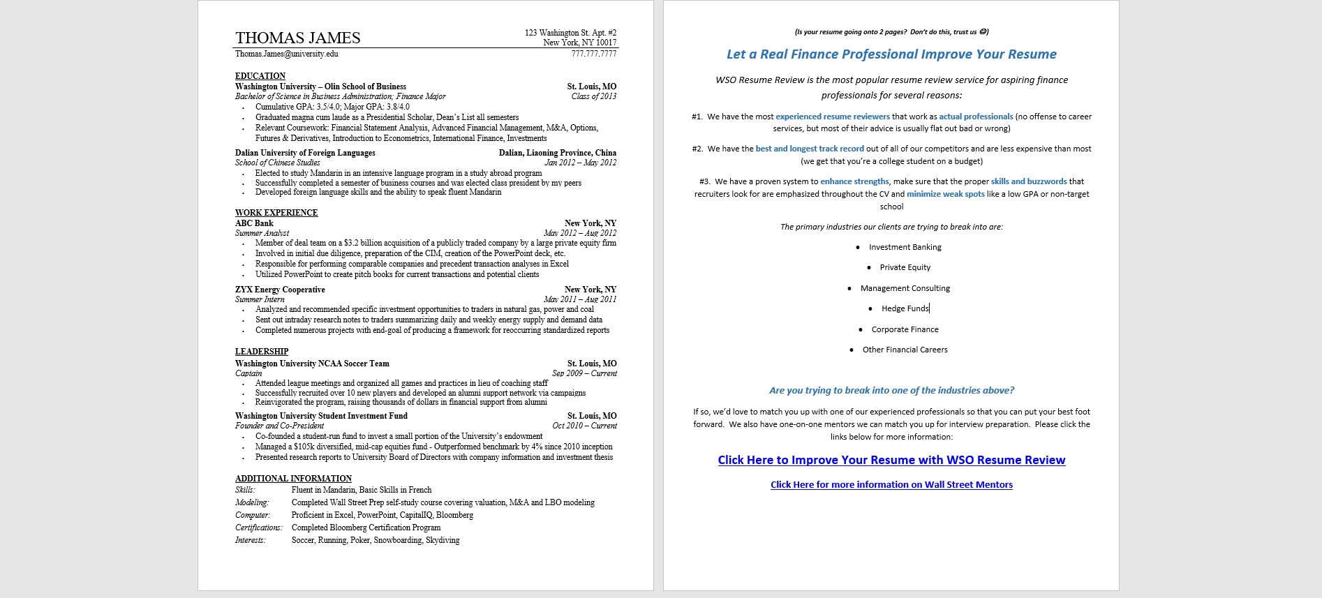 Investment Banker Resume Template Eloquens