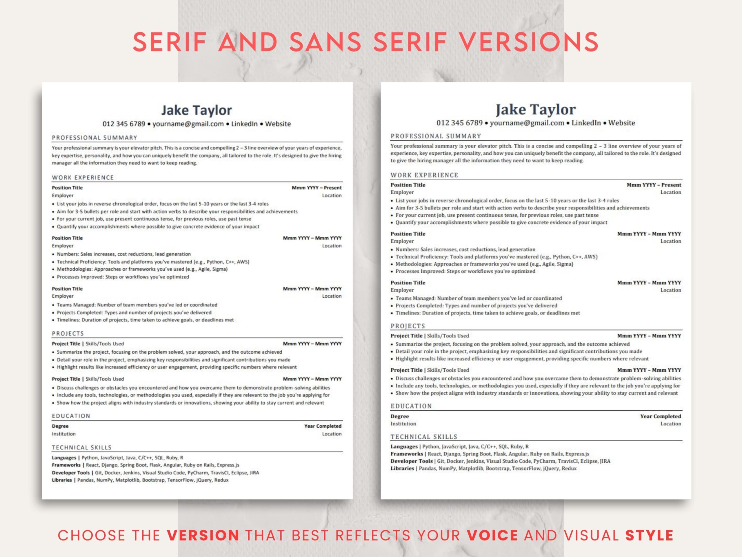 Jake s Resume Word DOCX Google Docs Template IT Tech Software Developer Engineer Resume Instant Download Simple Modern ATS Friendly Etsy Sweden