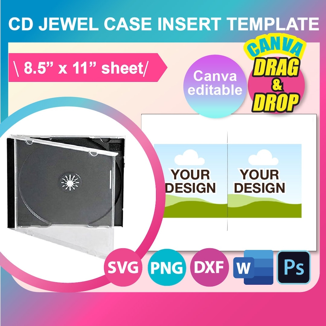 Jewel Case CD Insert Template Jewel Case Insert Ms Word Canva PSD Png SVG Dxf 8 5x11 Sheet Printable Instant Download Etsy