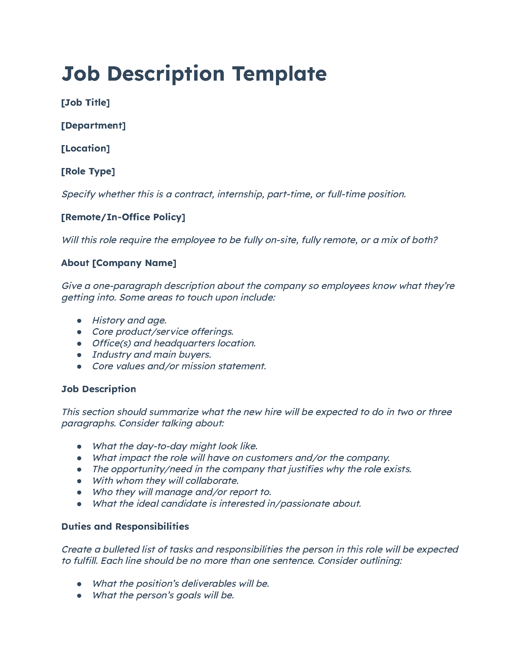 Job Descriptions 8 Free Templates