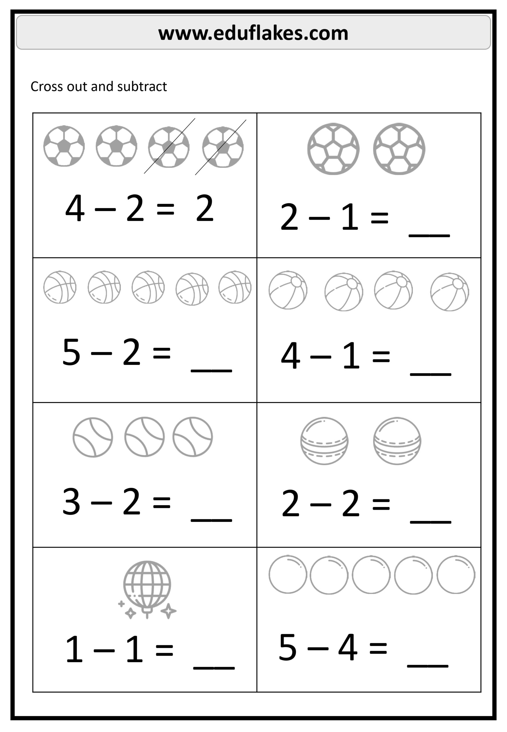subtraction worksheets for kindergarten