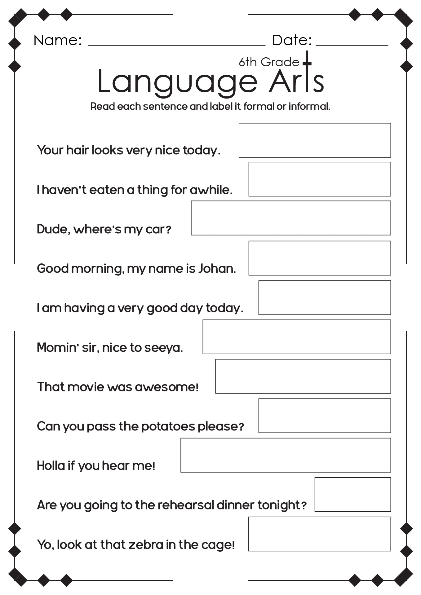 Language Arts Worksheets Enhance Your Skills With Engaging Exercises