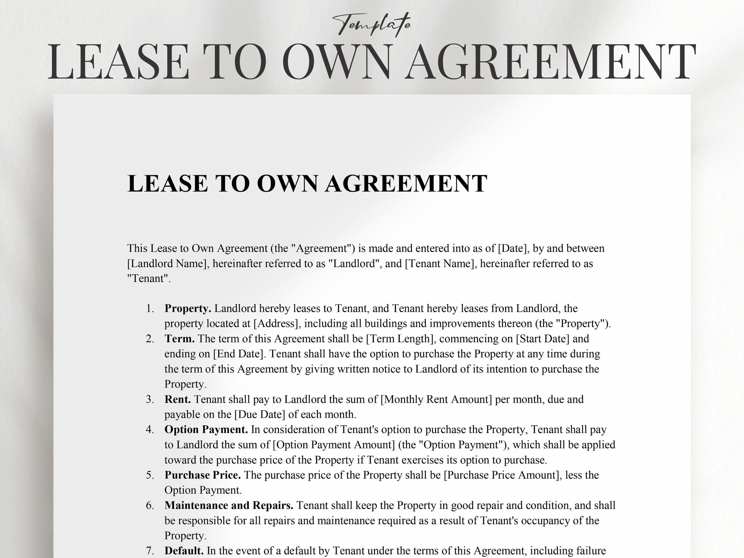 lease to own agreement template