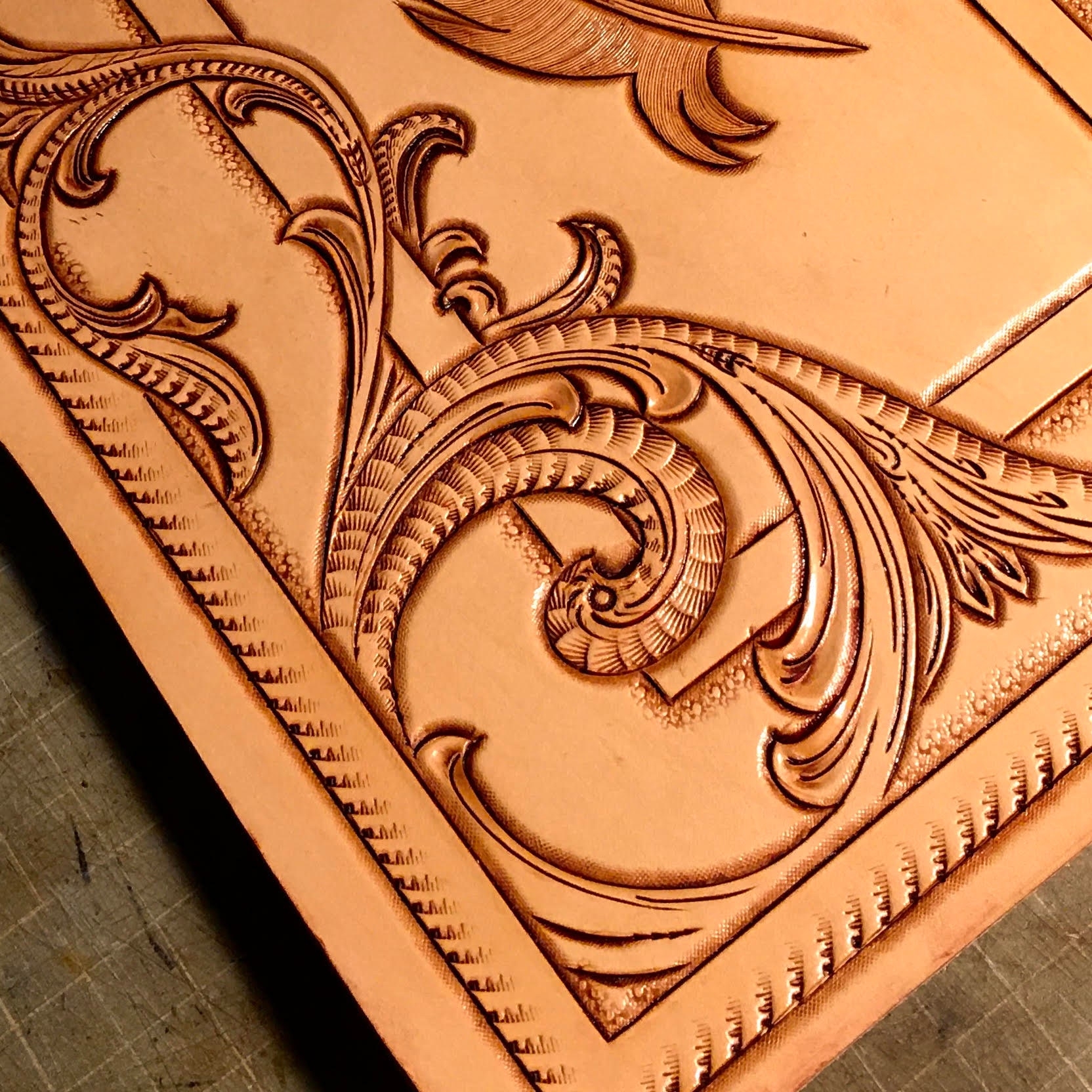 Leather Carving Pattern Western Vine Corner Design PDF Digital Download Etsy Norway