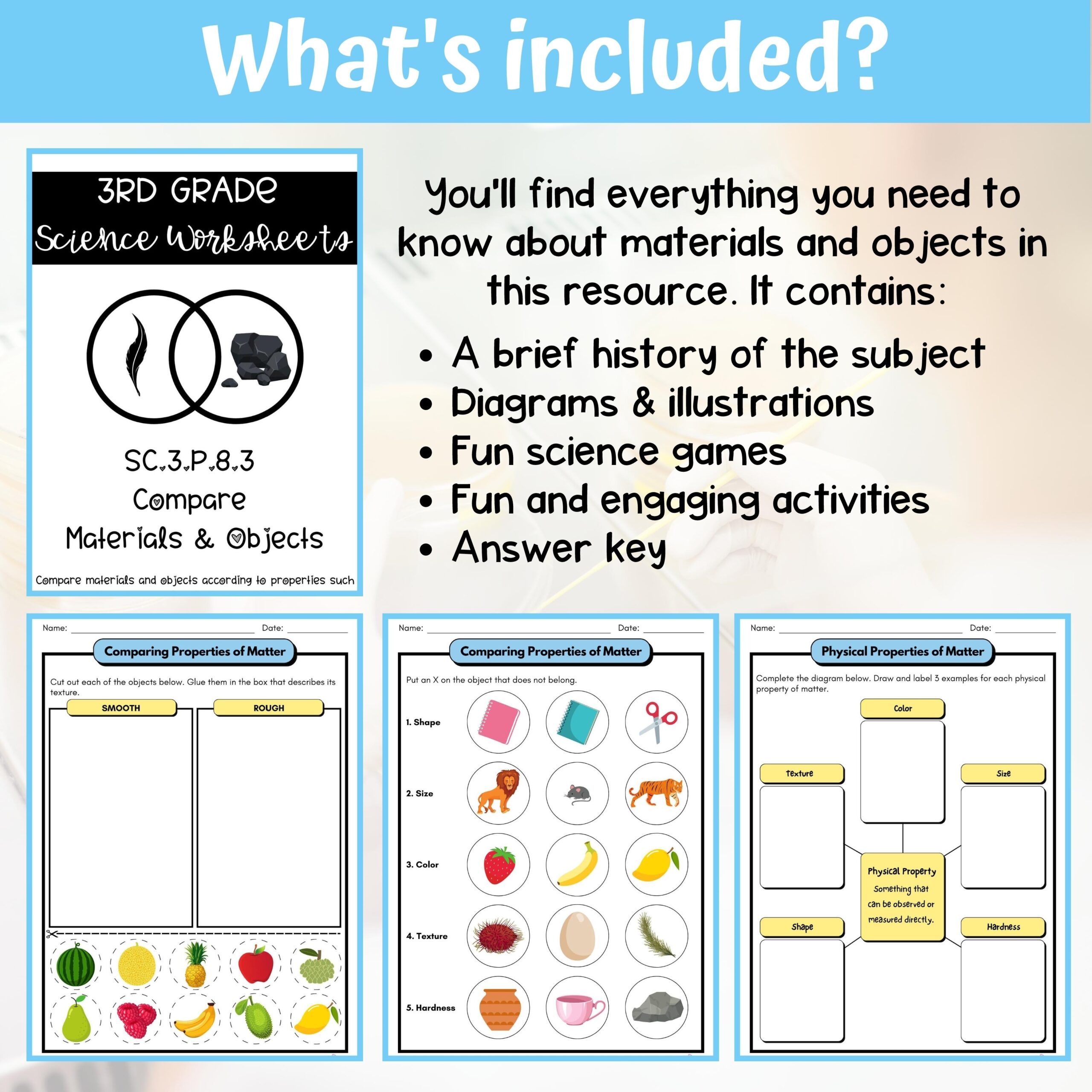 Materials And Objects Activity Answer Key 3rd Grade Physical Science Classful Materials And Objects Activity Answer Key 3rd Grade Physical Science Classful