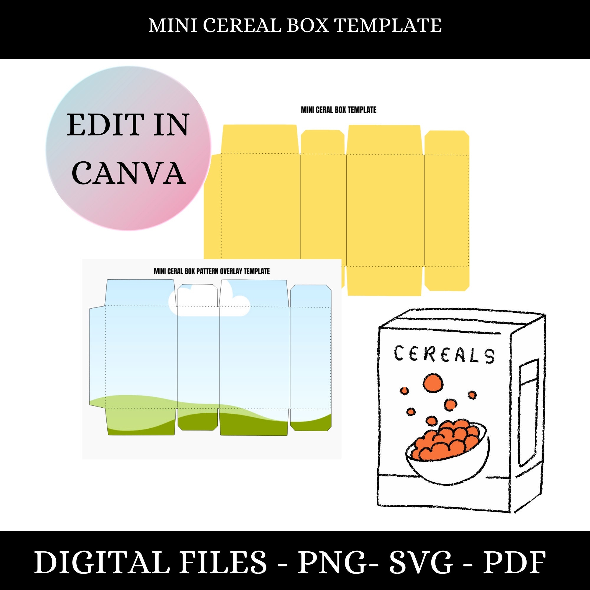 Mini Cereal Box Template Svg Mini Cereal Box DIY Mini Cereal Box Template Blank Template Party Template Party Favor Etsy
