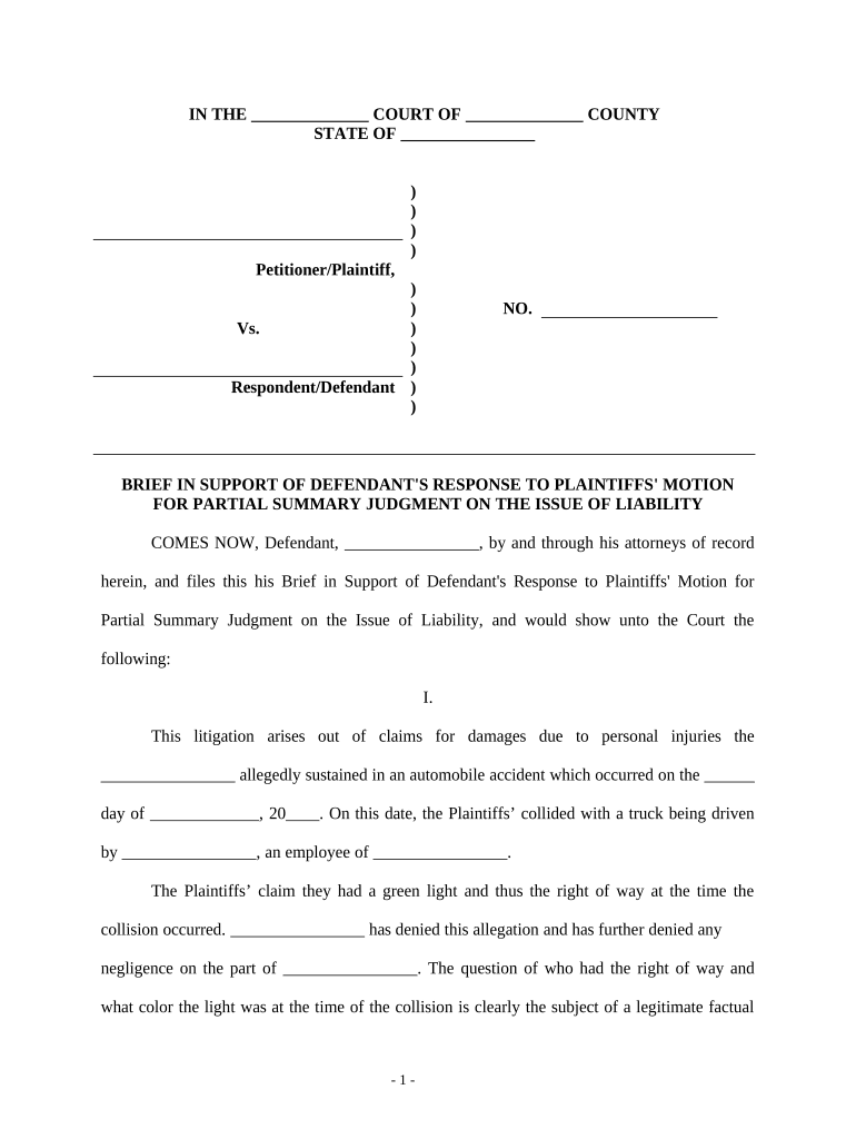 Motion For Summary Judgement Fill Out Sign Online DocHub