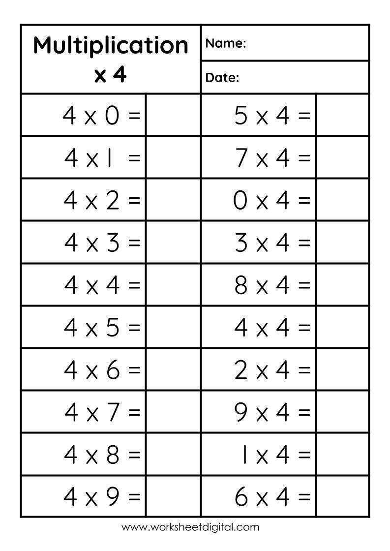 Multiplication 4 Worksheet Digital 1 Teacher Made Resources