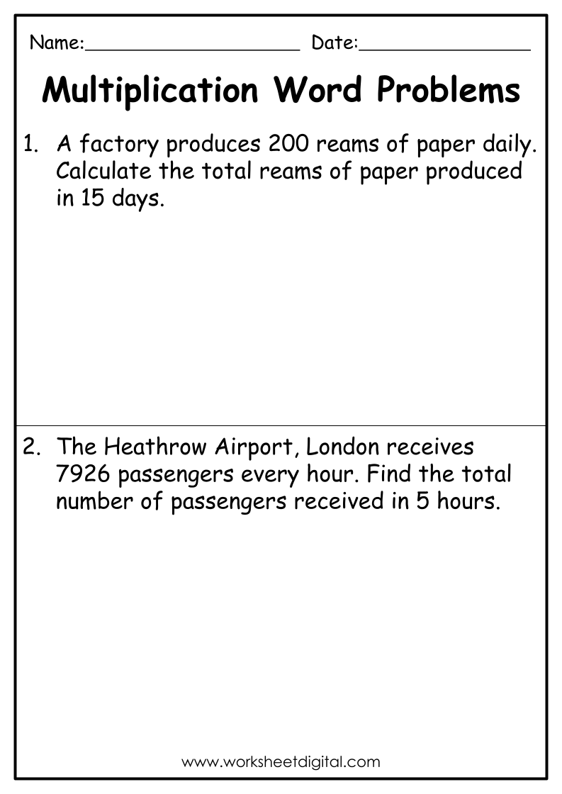 Multiplication Word Problems Grade 4 Worksheet Digital 1 Teacher Made Resources