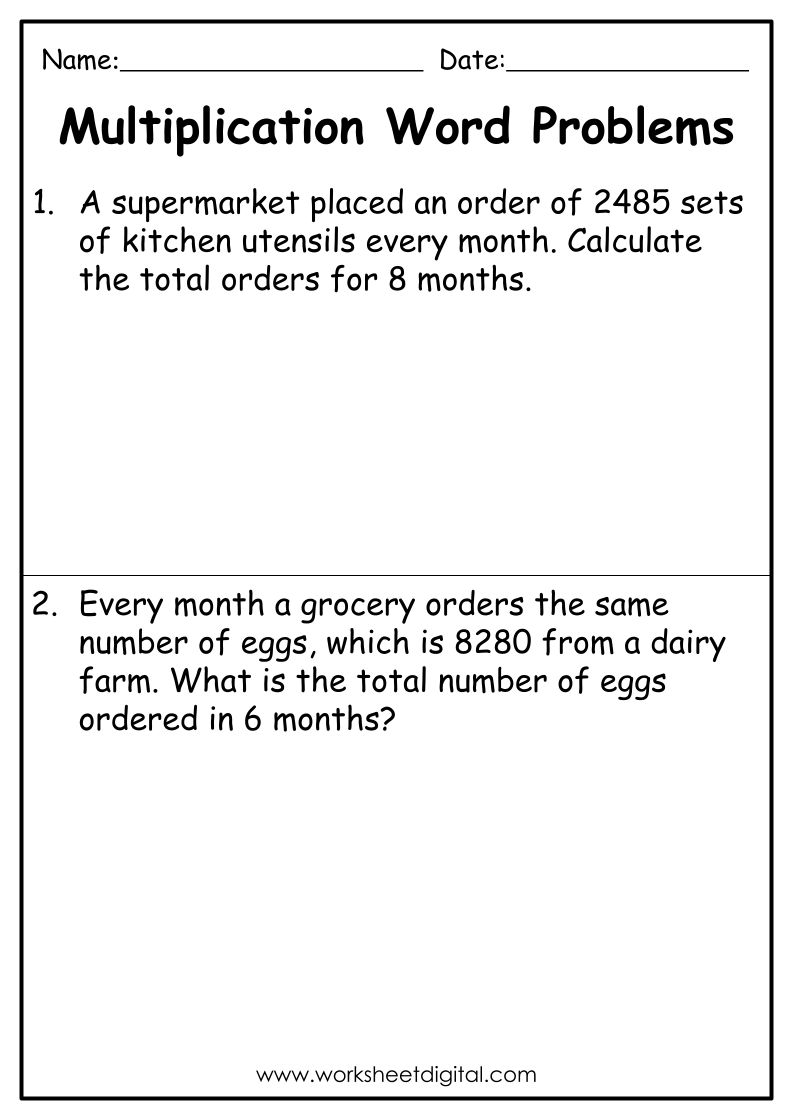 Multiplication Word Problems Grade 4 Worksheet Digital 1 Teacher Made Resources