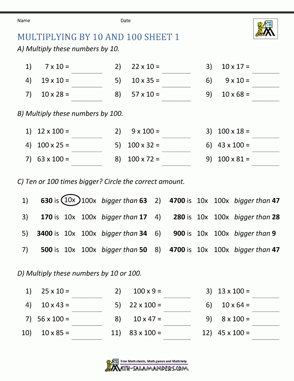 multiplying by 10 worksheets multiplying by 10 worksheets
