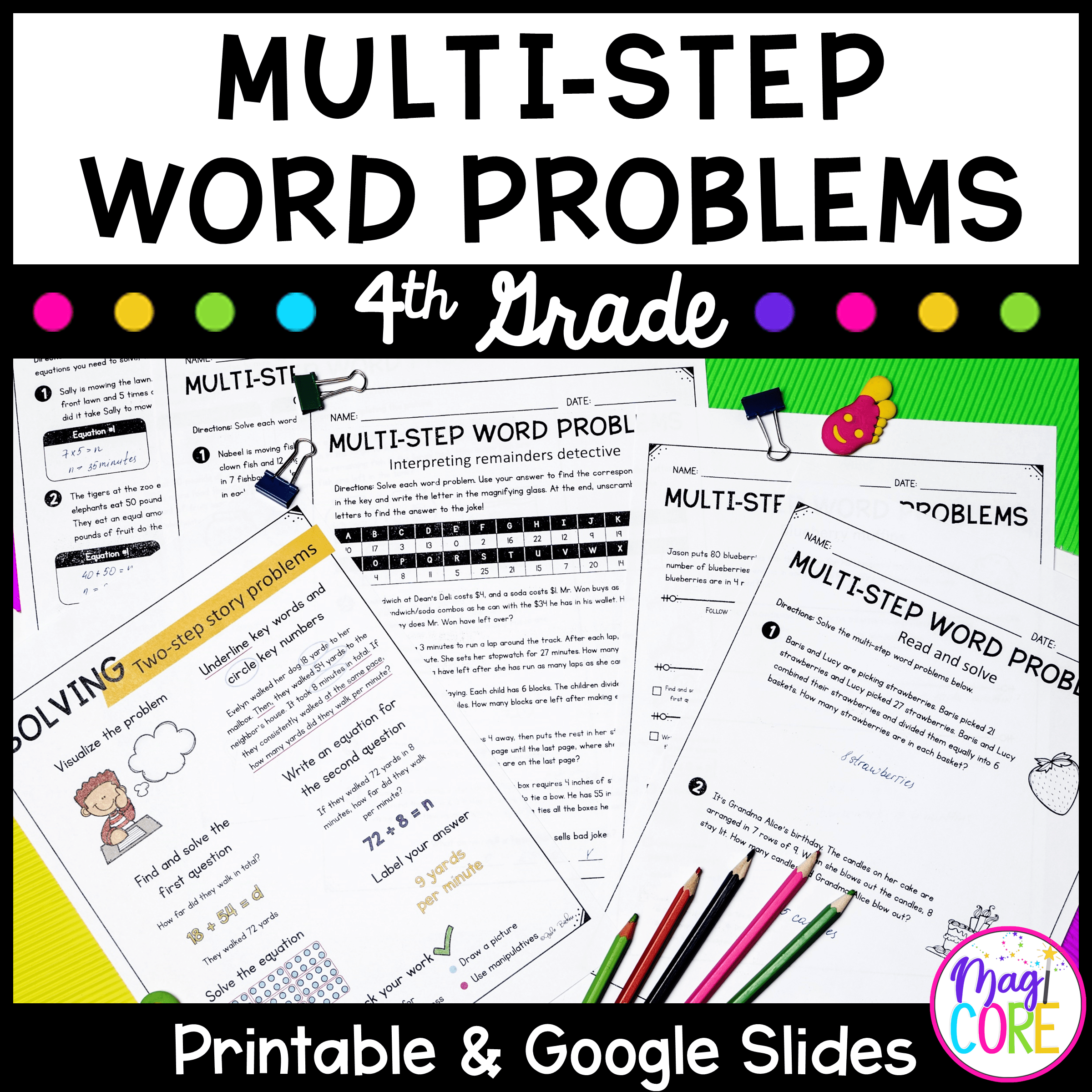 Multistep Word Problems 4th Grade 4 OA A 3 MagiCore