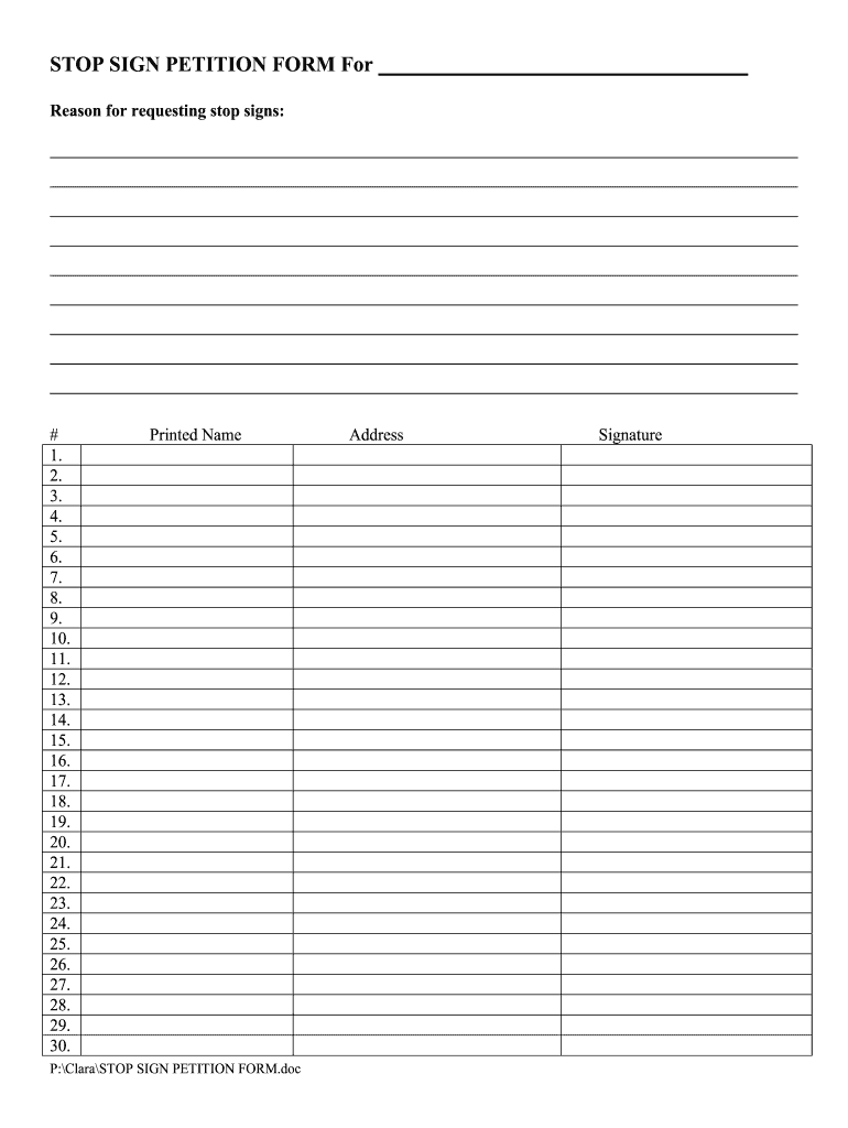 NV Stop Sign Petition Form Fill Online Printable Fillable Blank PdfFiller