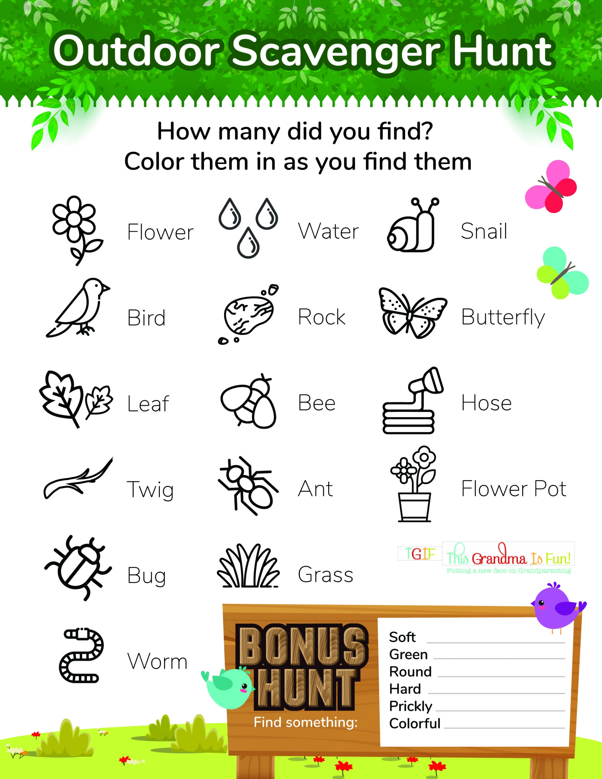 Outdoor Scavenger Hunt Free Printable TGIF This Grandma Is Fun Outdoor Scavenger Hunt Free Printable TGIF This Grandma Is Fun
