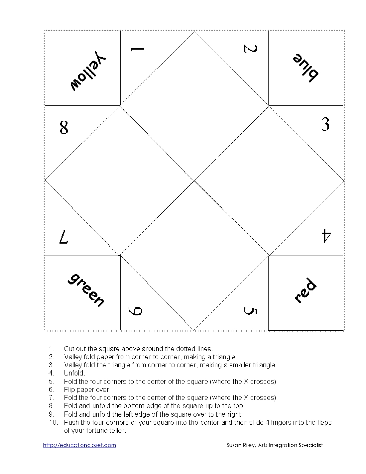 fortune teller template fortune teller template