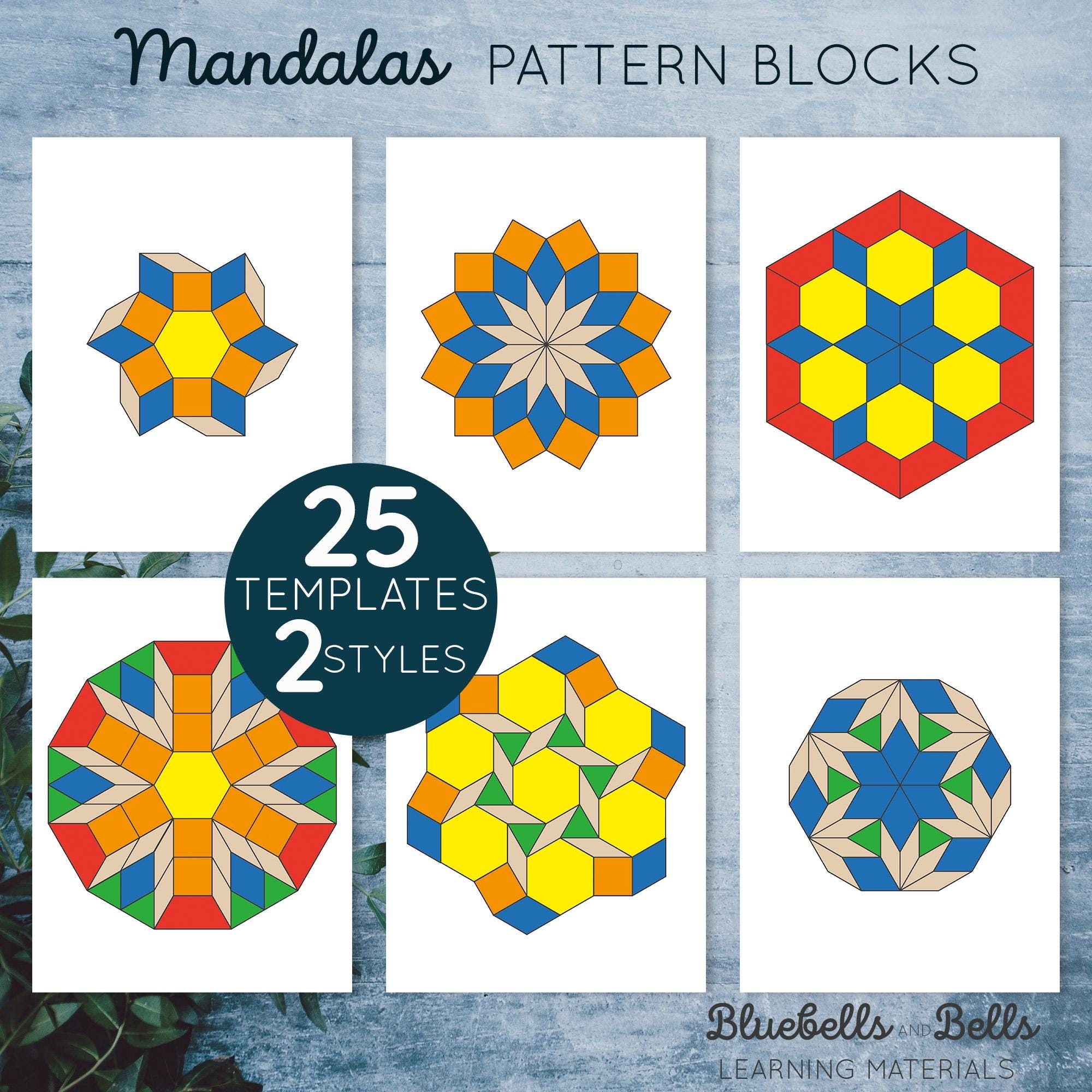 Pattern Block Templates Mandalas Etsy