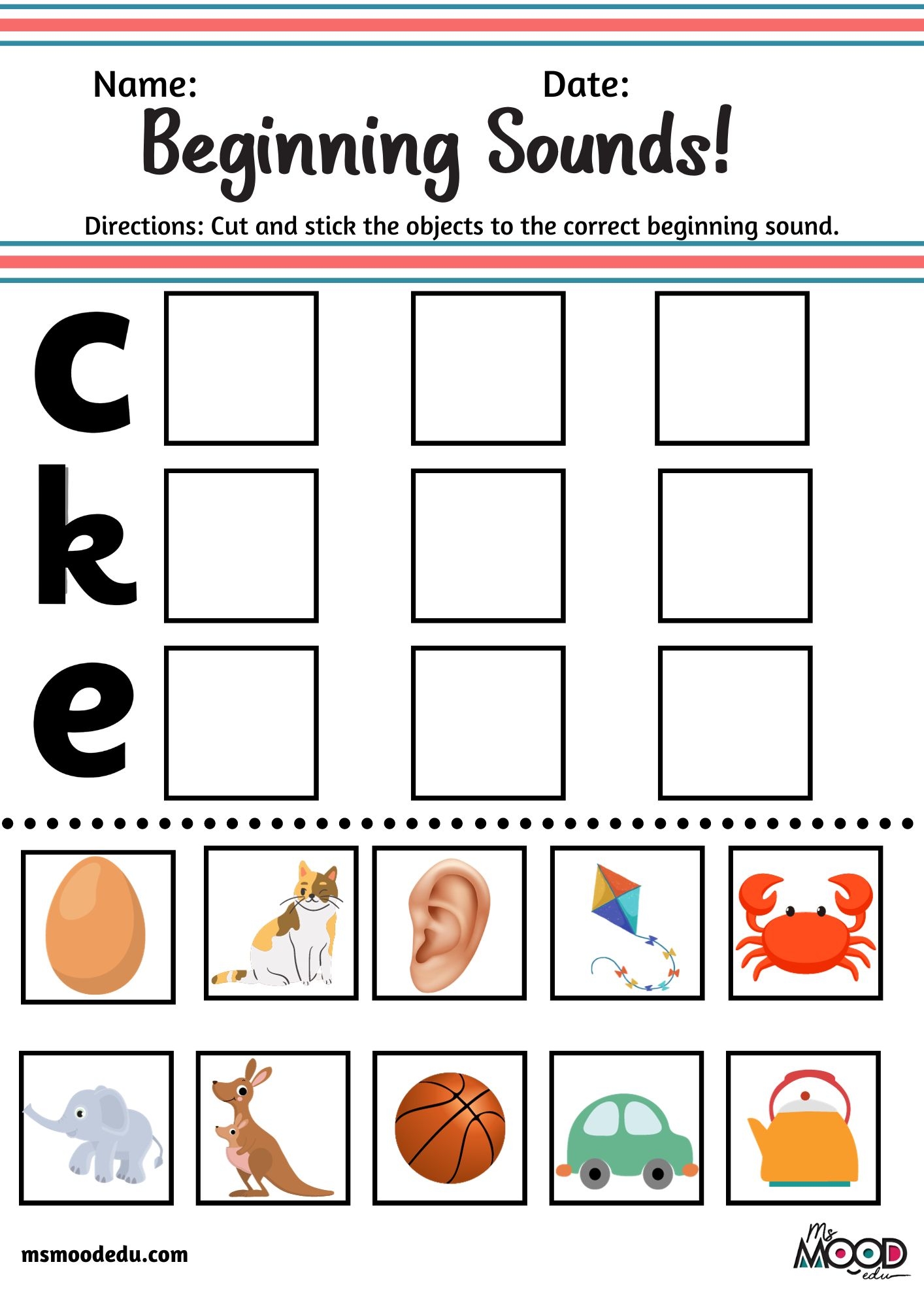 beginner phonics worksheets for kindergarten