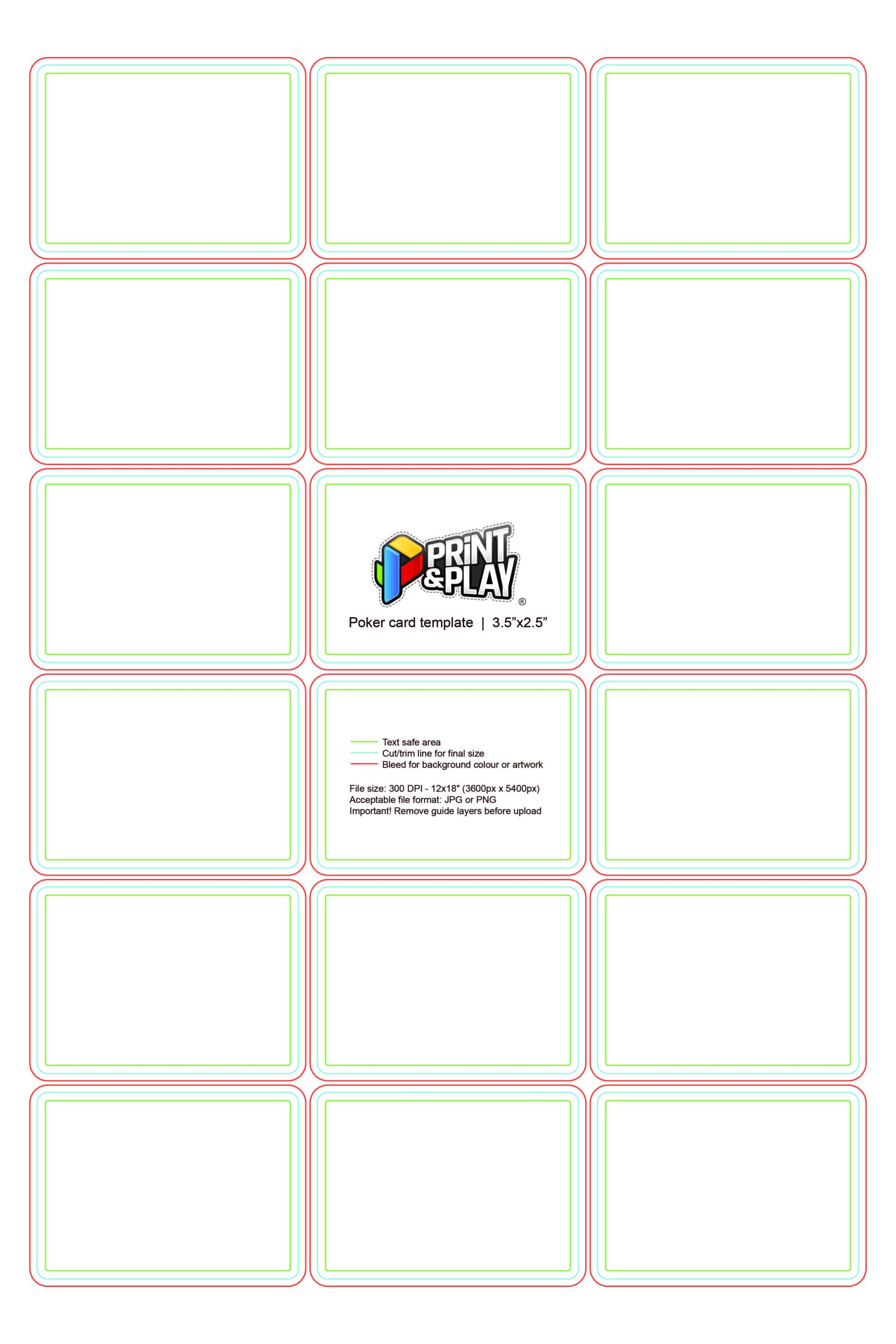 Playing Cards Formatting Templates Print Play