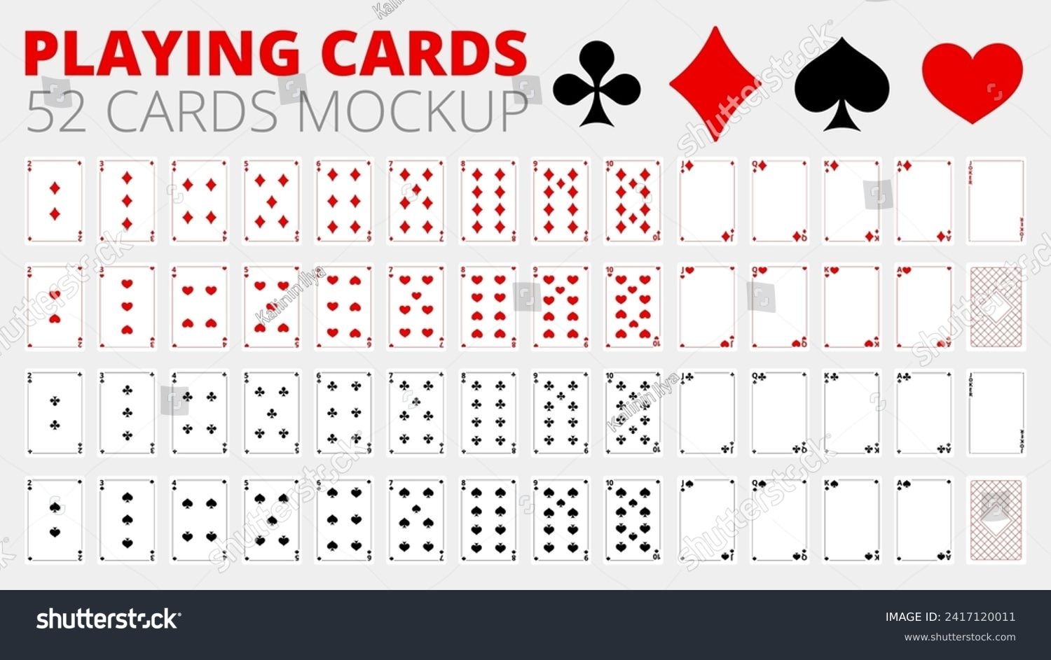 Playing Cards Mockup Set Template Empty Stock Vector Royalty Free 2417120011 Shutterstock