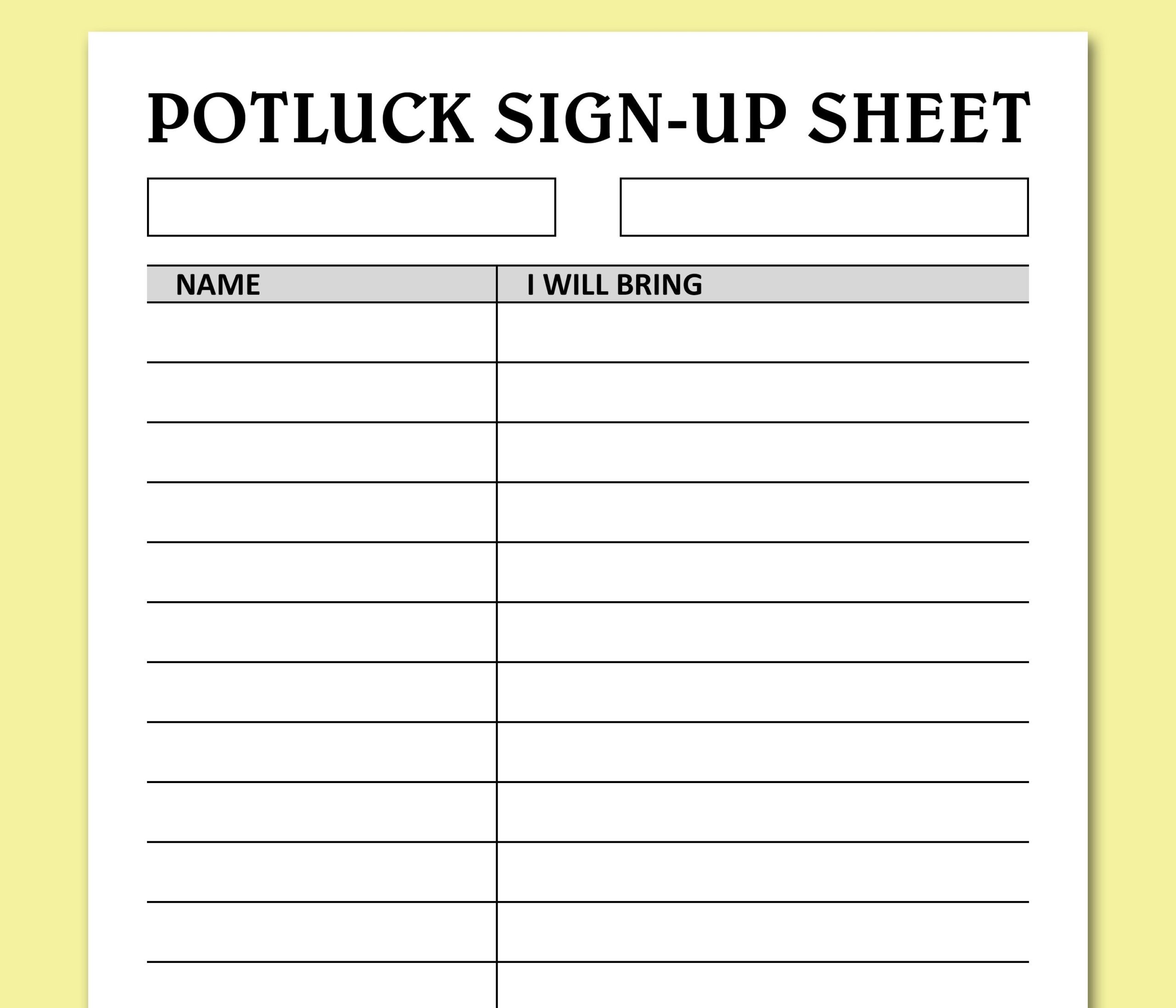 Potluck Sign Up Sheet Printable Holidays Events Potluck Brunch Dinner Party Food Signup Organizer Instant Download Letter A4 PDF Etsy